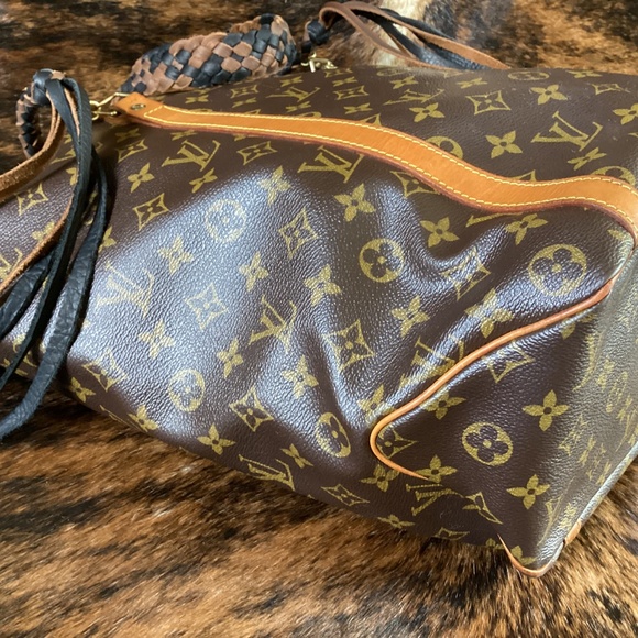 Vintage Louis Vuitton Revamped Shopping SacTote Handbag Turquoise Braided Straps - Picture 4 of 16